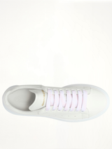 Larry Oversized Sneakers in White/White Back View | ALEXANDER MCQUEEN