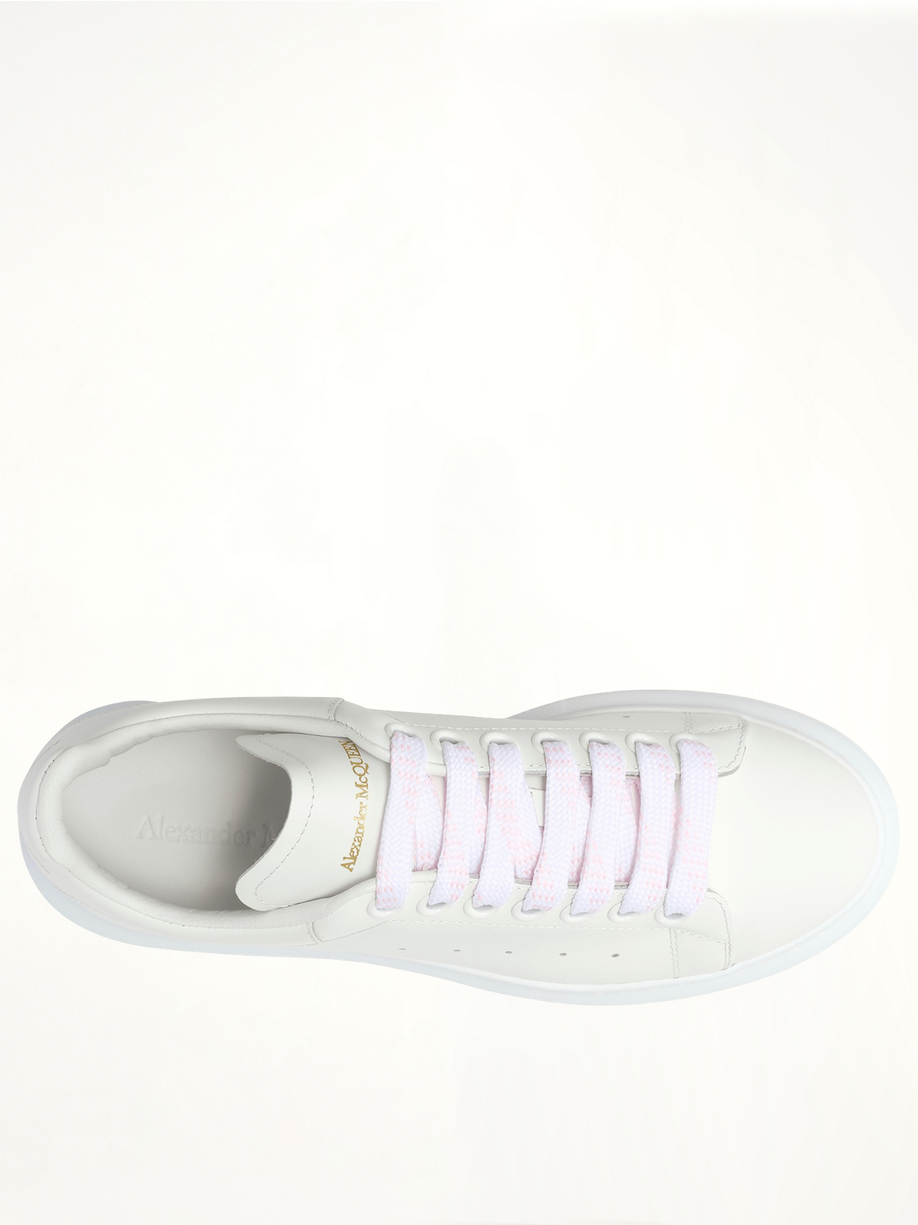 Larry Oversized Sneakers in White/White Back View | ALEXANDER MCQUEEN