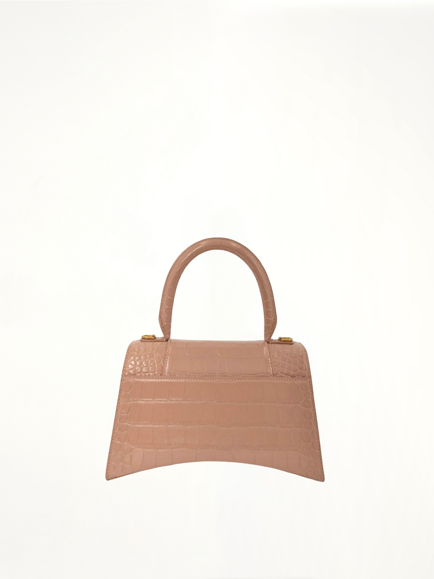 Hourglass Small Croco Embossed Bag in Nude Beige