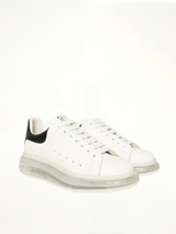 Larry Transparent Sole Sneaker in White/Black Front View | ALEXANDER MCQUEEN