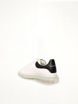 Larry Transparent Sole Sneaker in White/Black Back View | ALEXANDER MCQUEEN