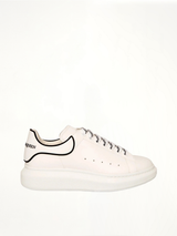 Larry Rubber Heel Sneaker in White Side View | ALEXANDER MCQUEEN
