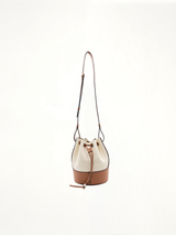 Small Balloon Bag in Canvas and Calfskin in Ecru/Tan
