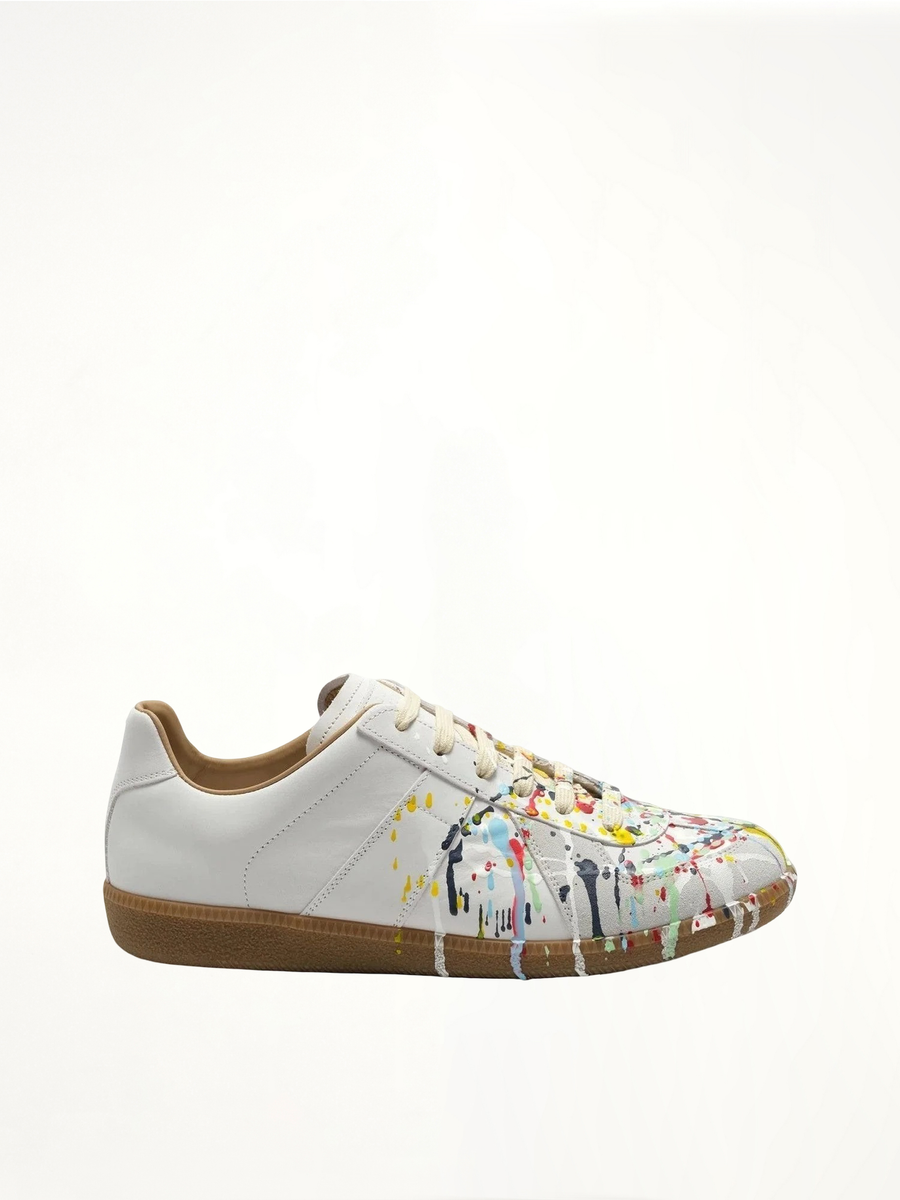 Replica Paint Splatter Sneaker in White Side View | MAISON MARGIELA