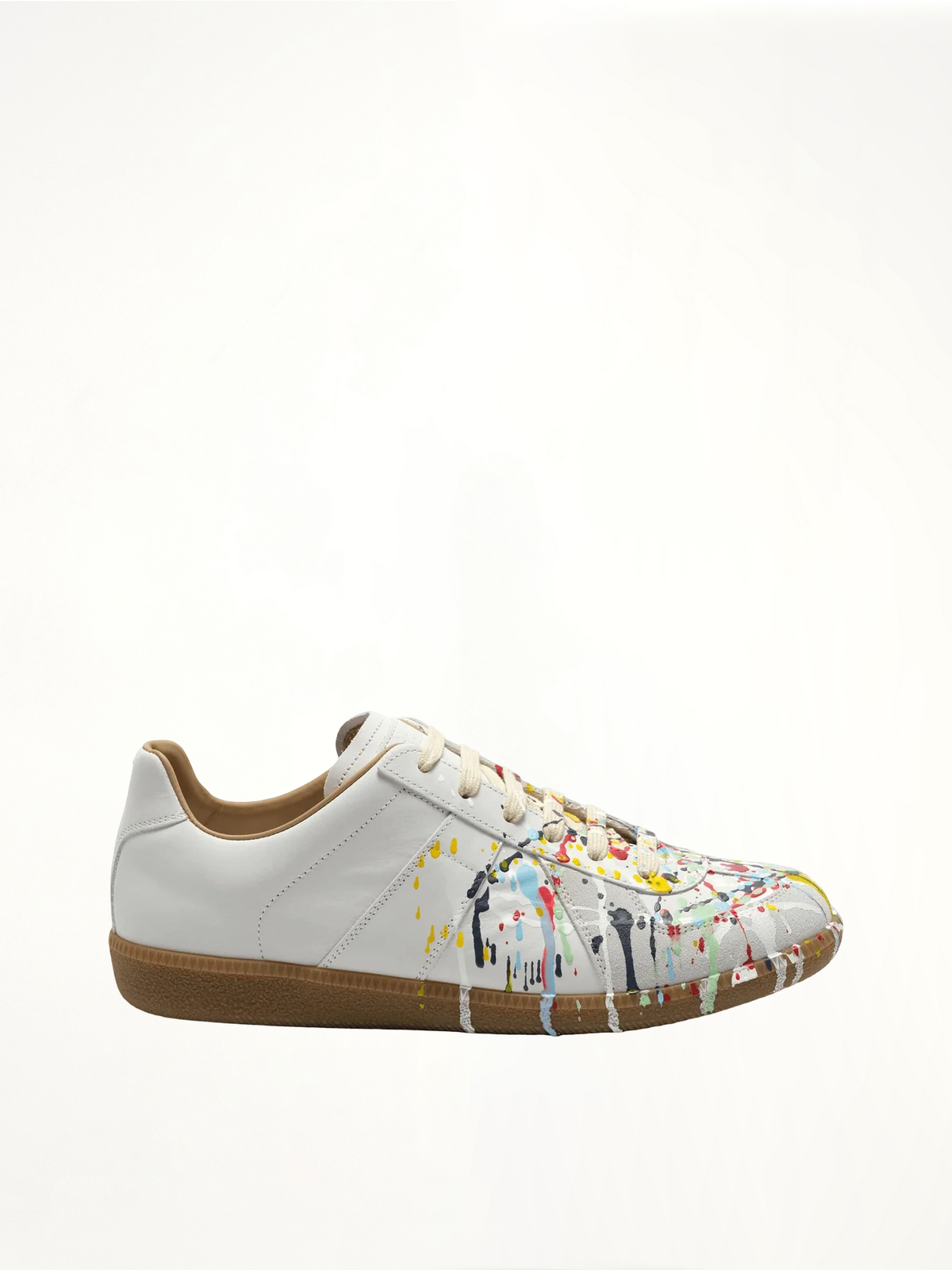 Replica Paint Splatter Sneaker in White Side View | MAISON MARGIELA