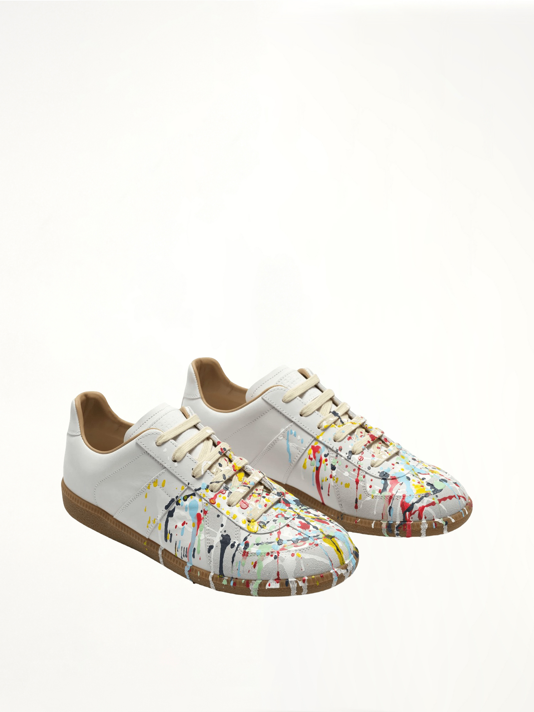 Replica Paint Splatter Sneaker in White Front View | MAISON MARGIELA