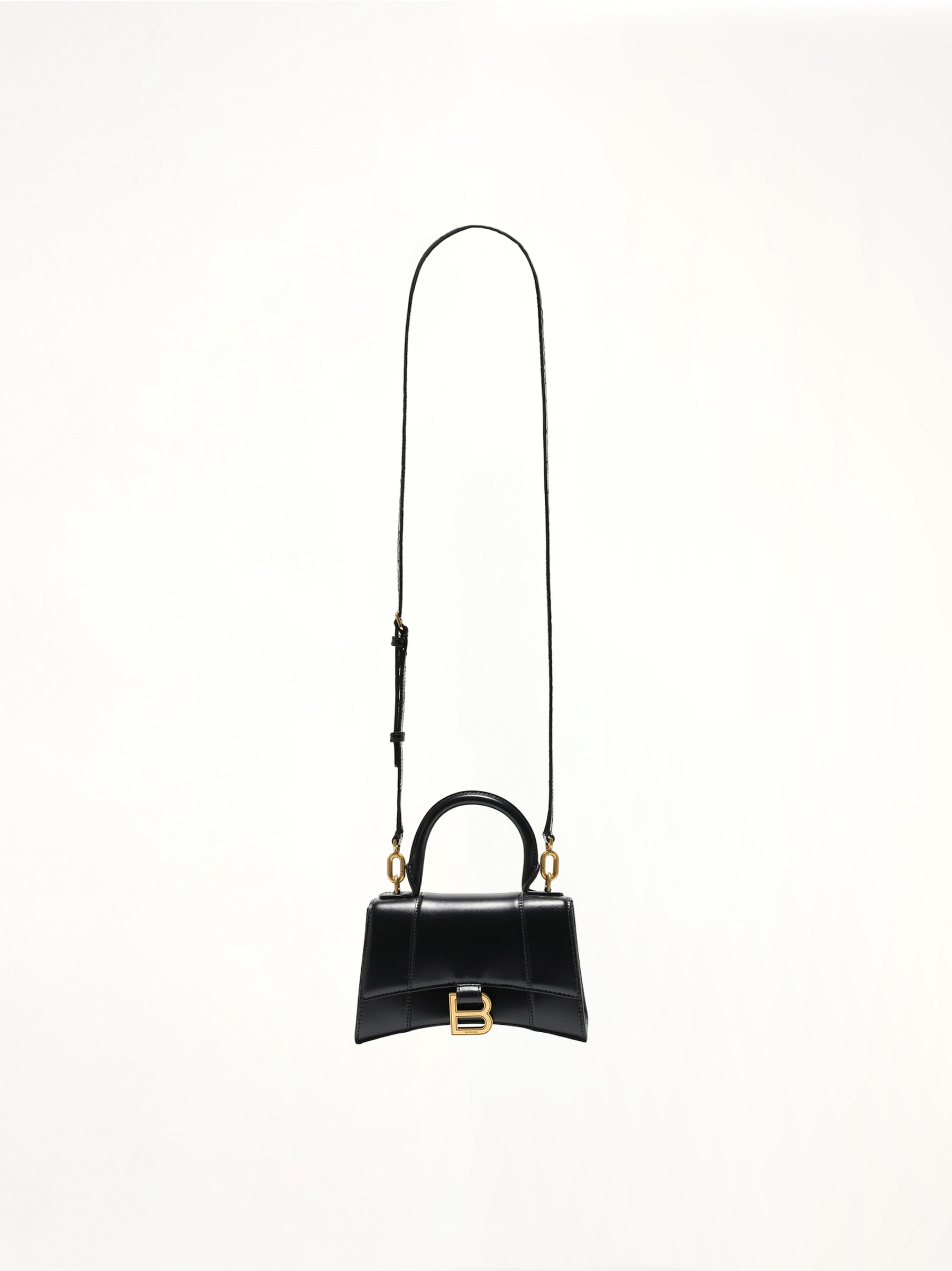 Hourglass XS Handbag in Box Calfskin in Black