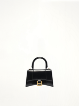 Hourglass XS Handbag in Box Calfskin in Black