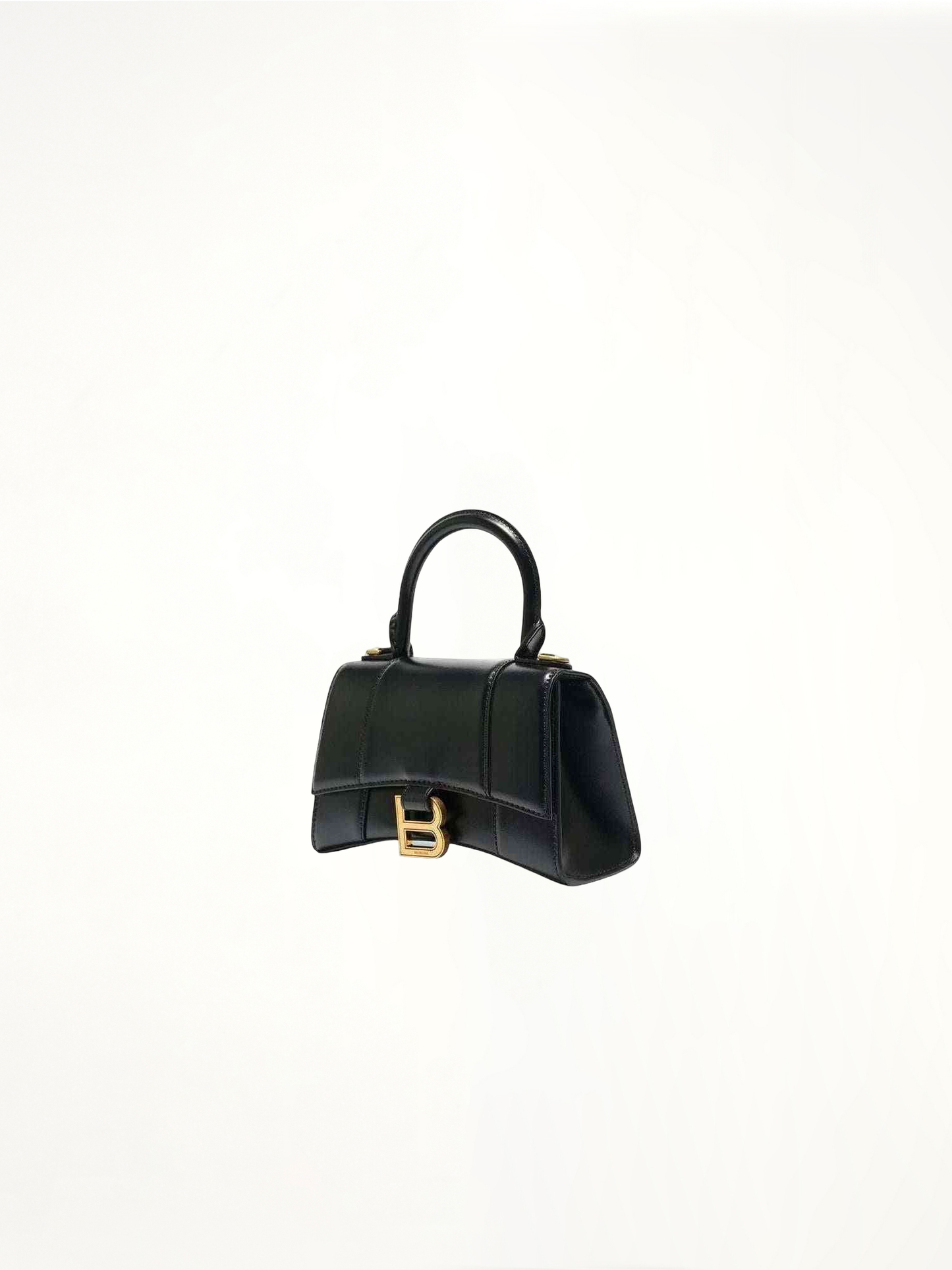 Hourglass XS Handbag in Box Calfskin in Black