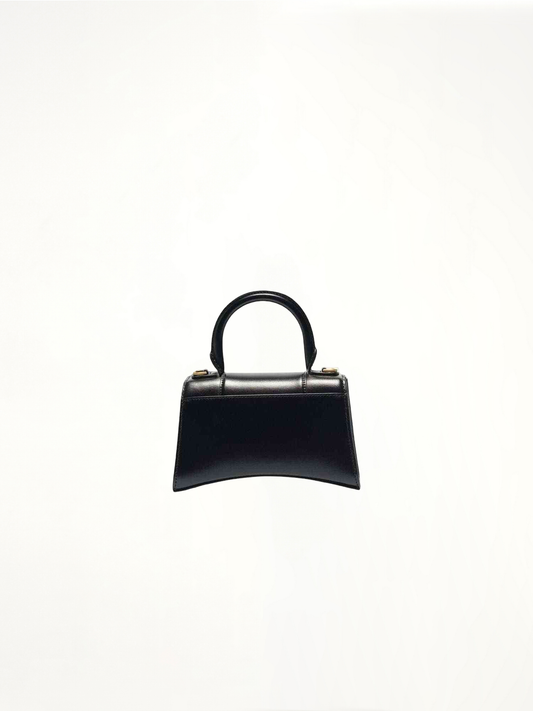 Hourglass XS Handbag in Box Calfskin in Black