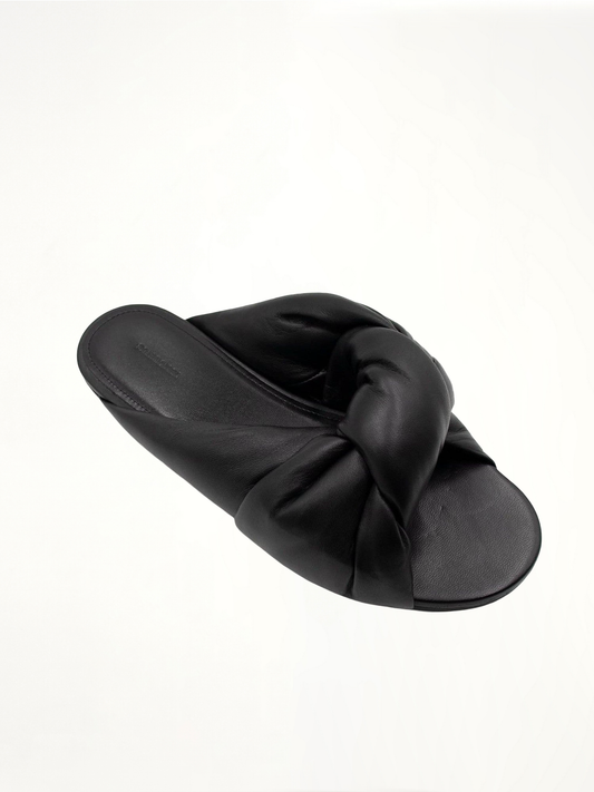 Drapy Flat Sandal in Black