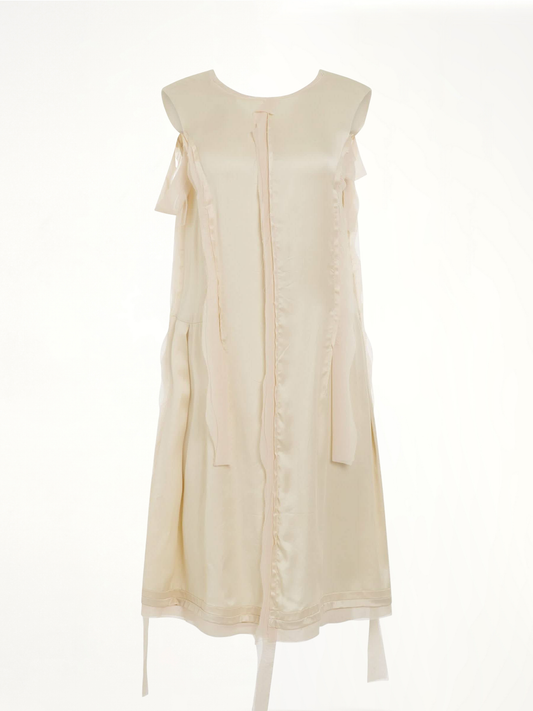 Asymmetric Distressed Dress in Butter