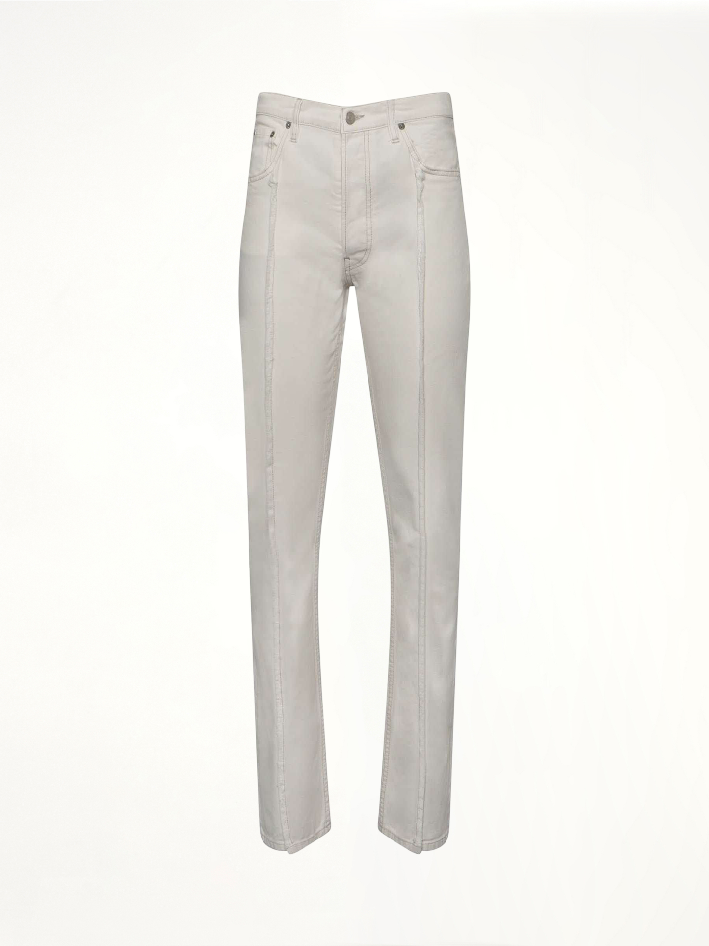 Frayed Straight Leg Jeans in White