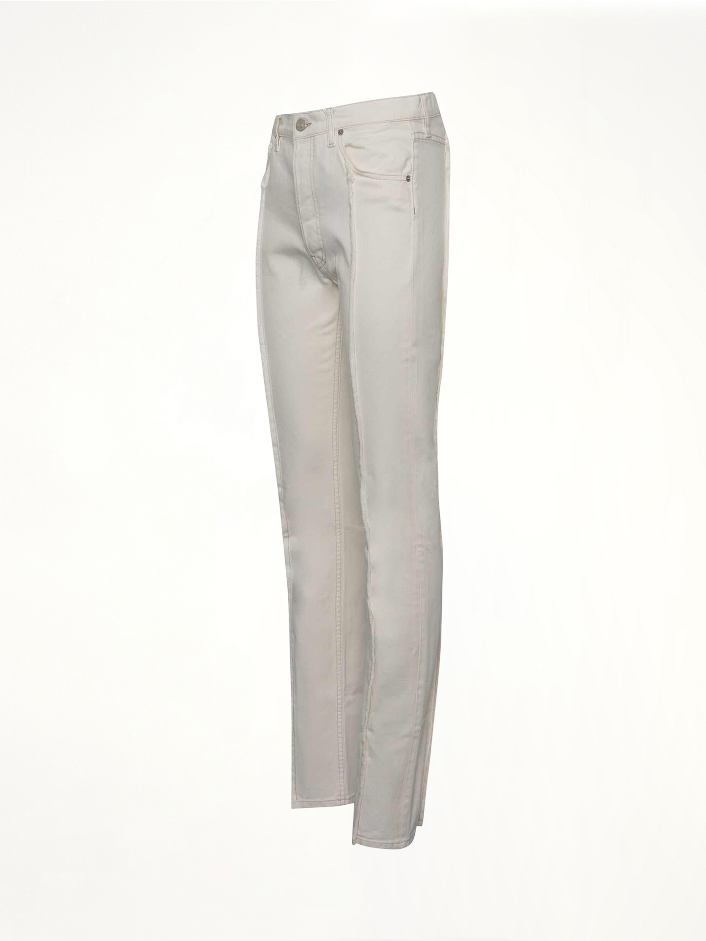Frayed Straight Leg Jeans in White
