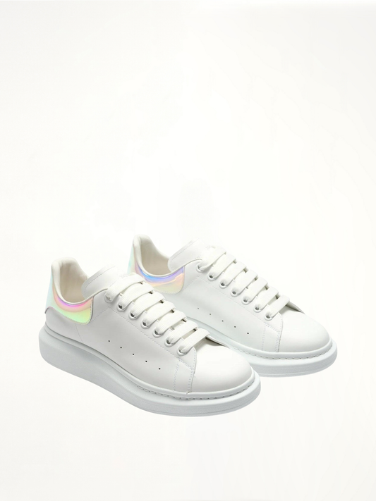 Larry Iridescent Heel Sneaker in White/Shock Pink