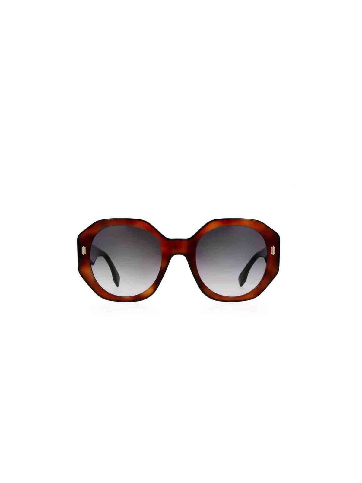 FE40045I Geometric Sunglasses with Gradient Smoke Lens in Blonde Havana