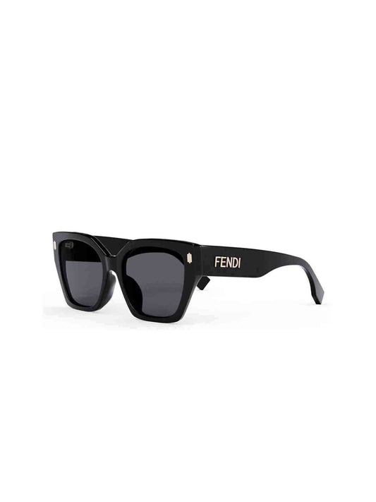 FE40070F Thick Square Sunglasses with Smoke Lens in Shiny Black