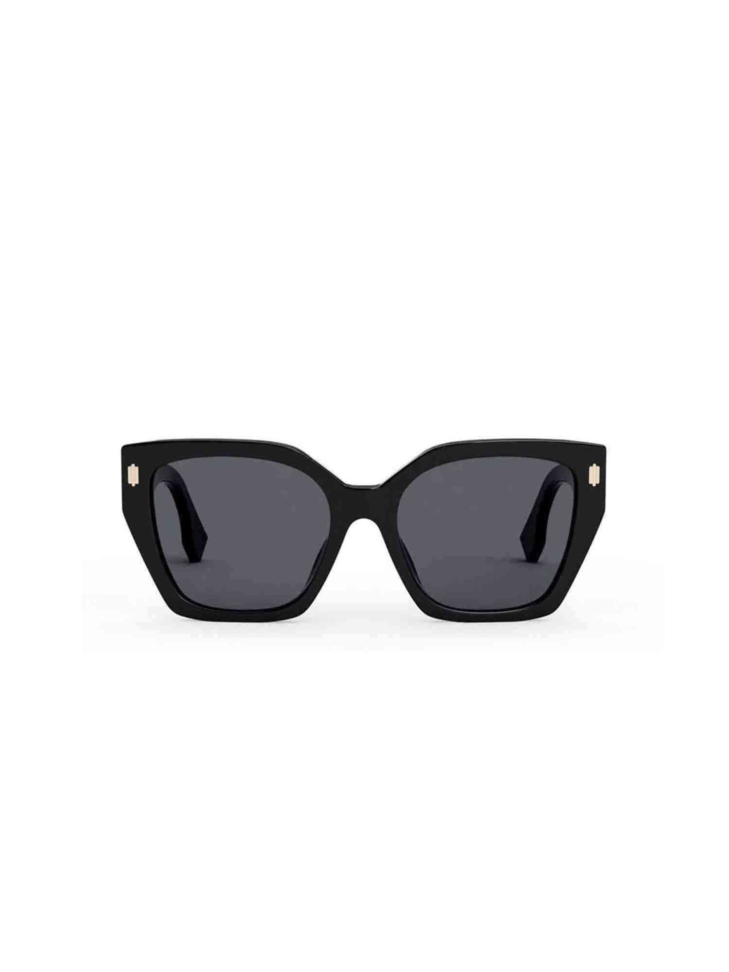FE40070F Thick Square Sunglasses with Smoke Lens in Shiny Black