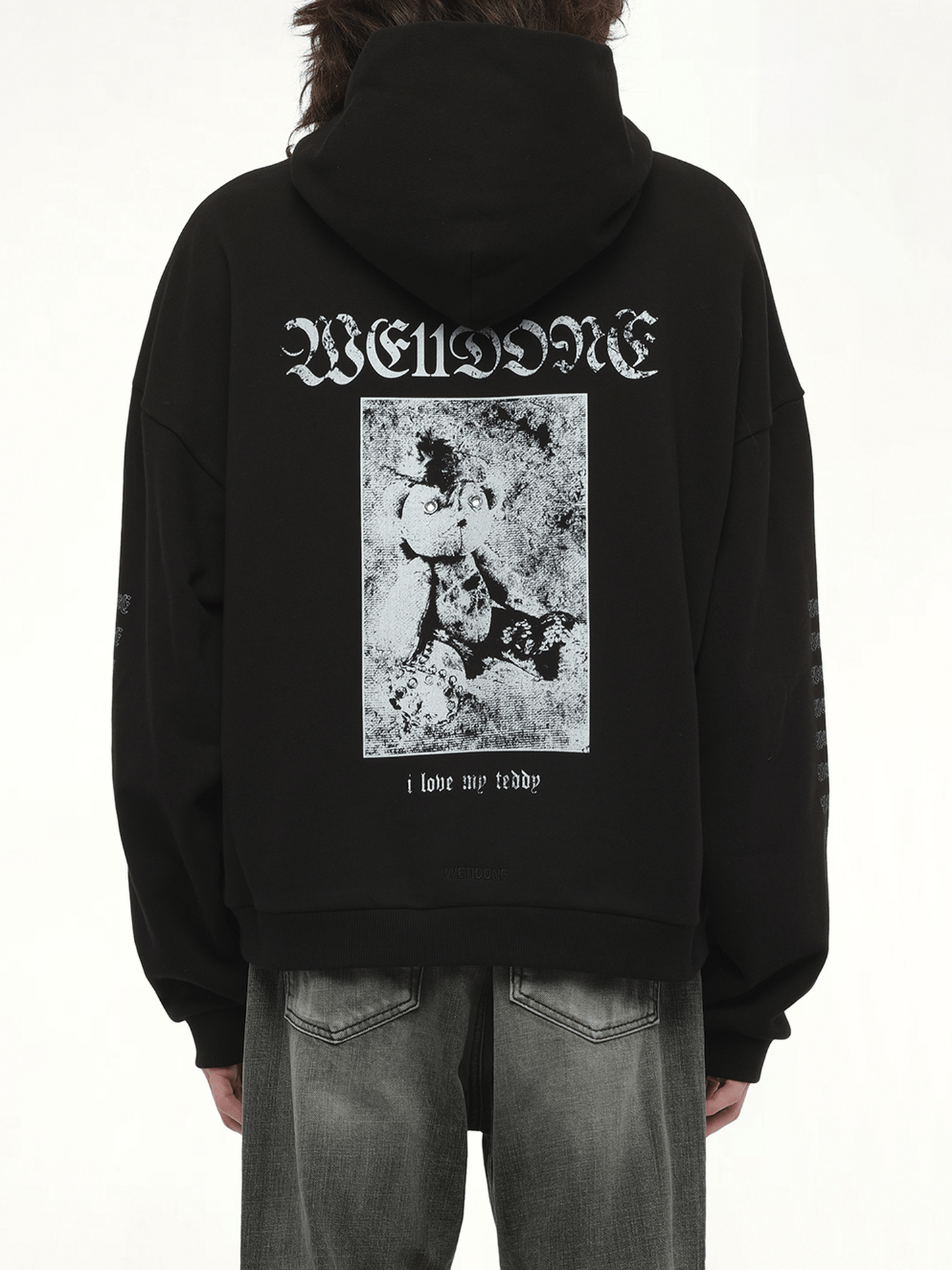Punk Teddy Hoodie in Black