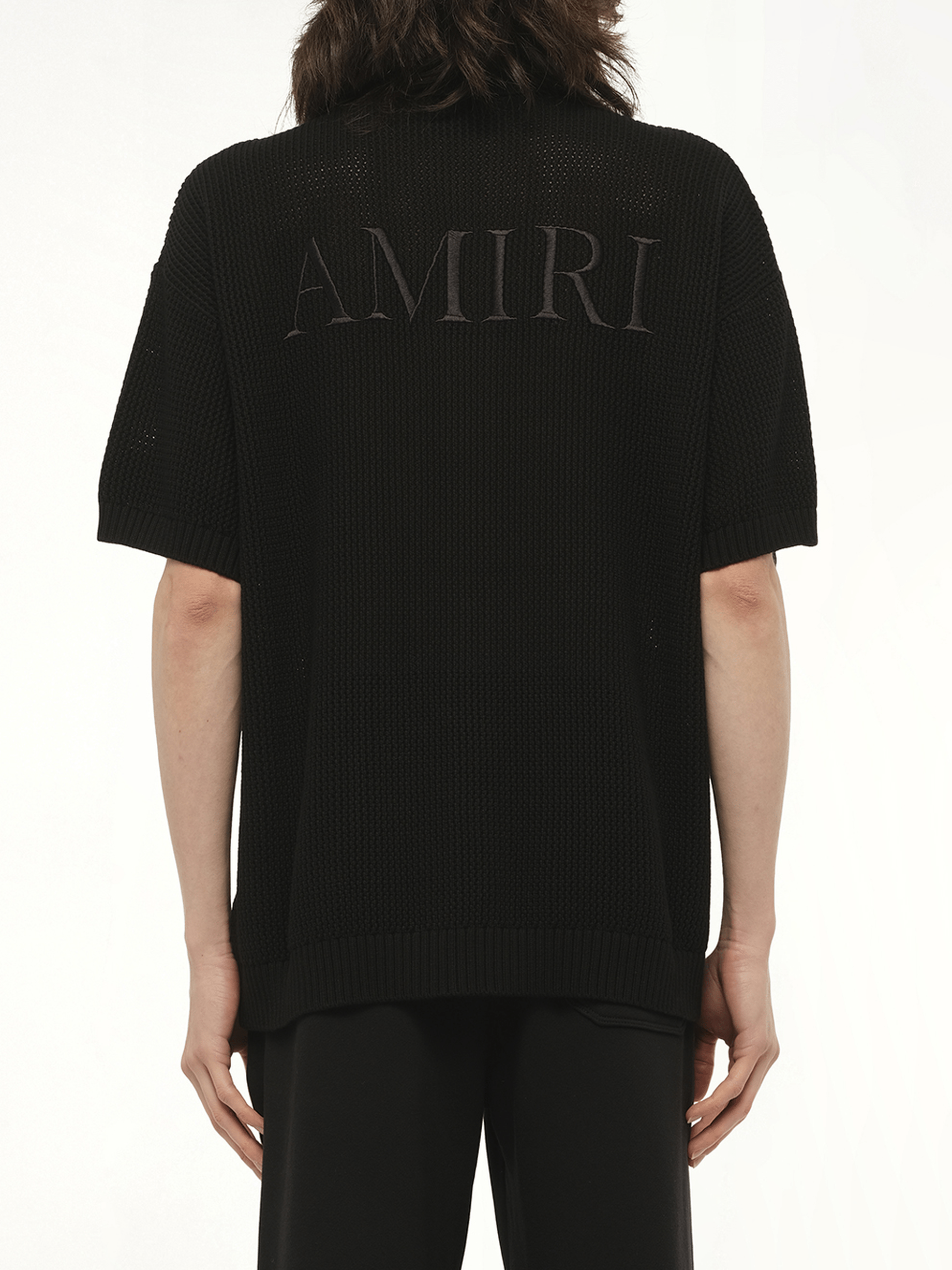 Amiri Crochet Mesh Shirt in Black