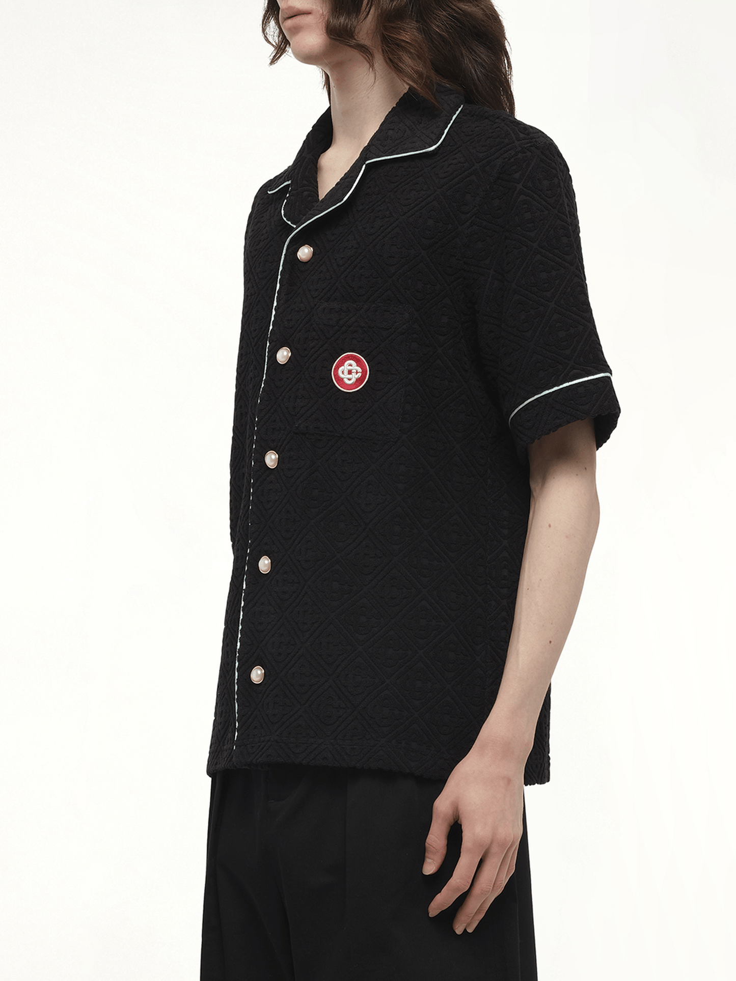Towelling Monogram Shirt in Black
