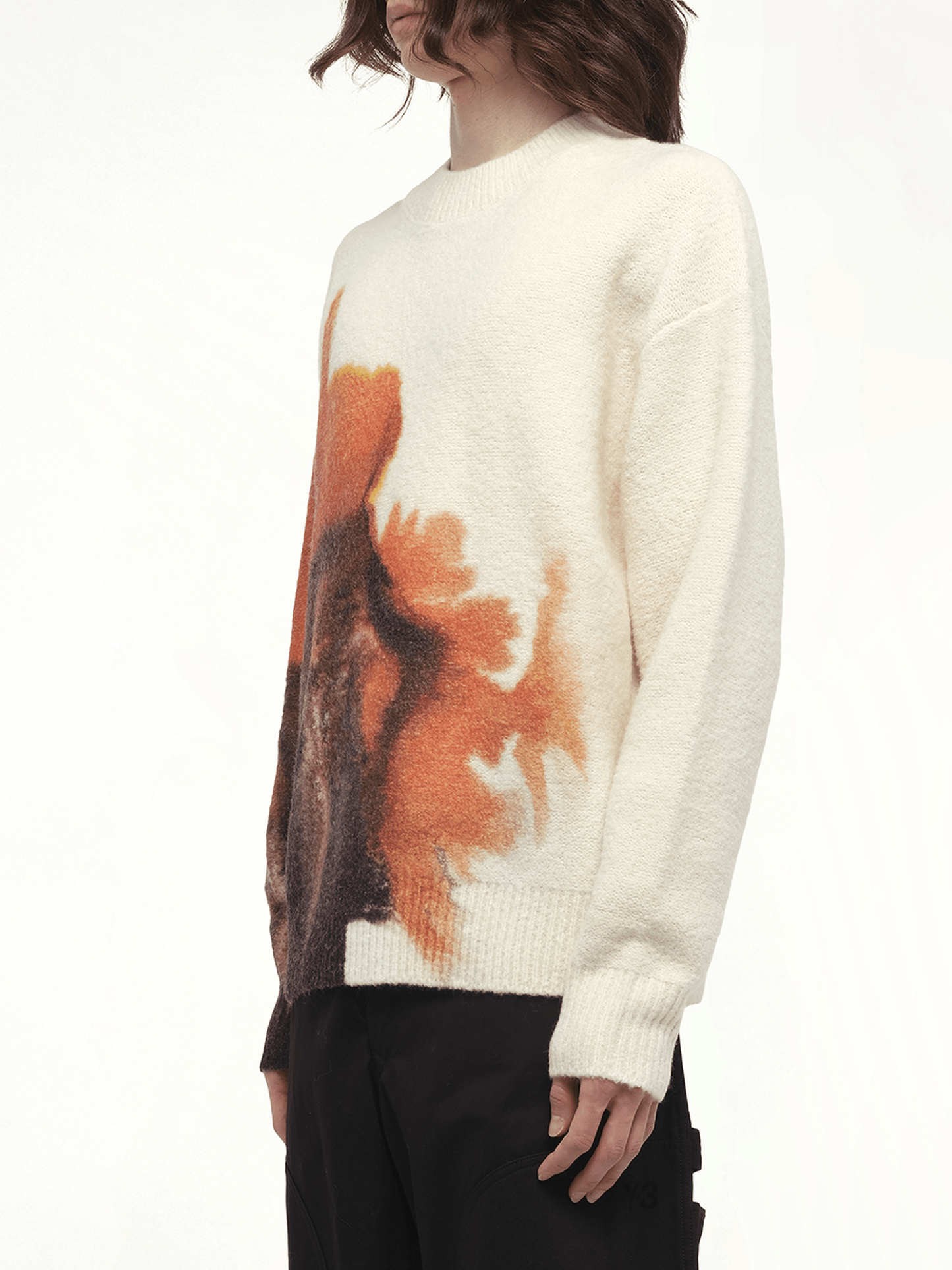 Aop Knit Crew in White