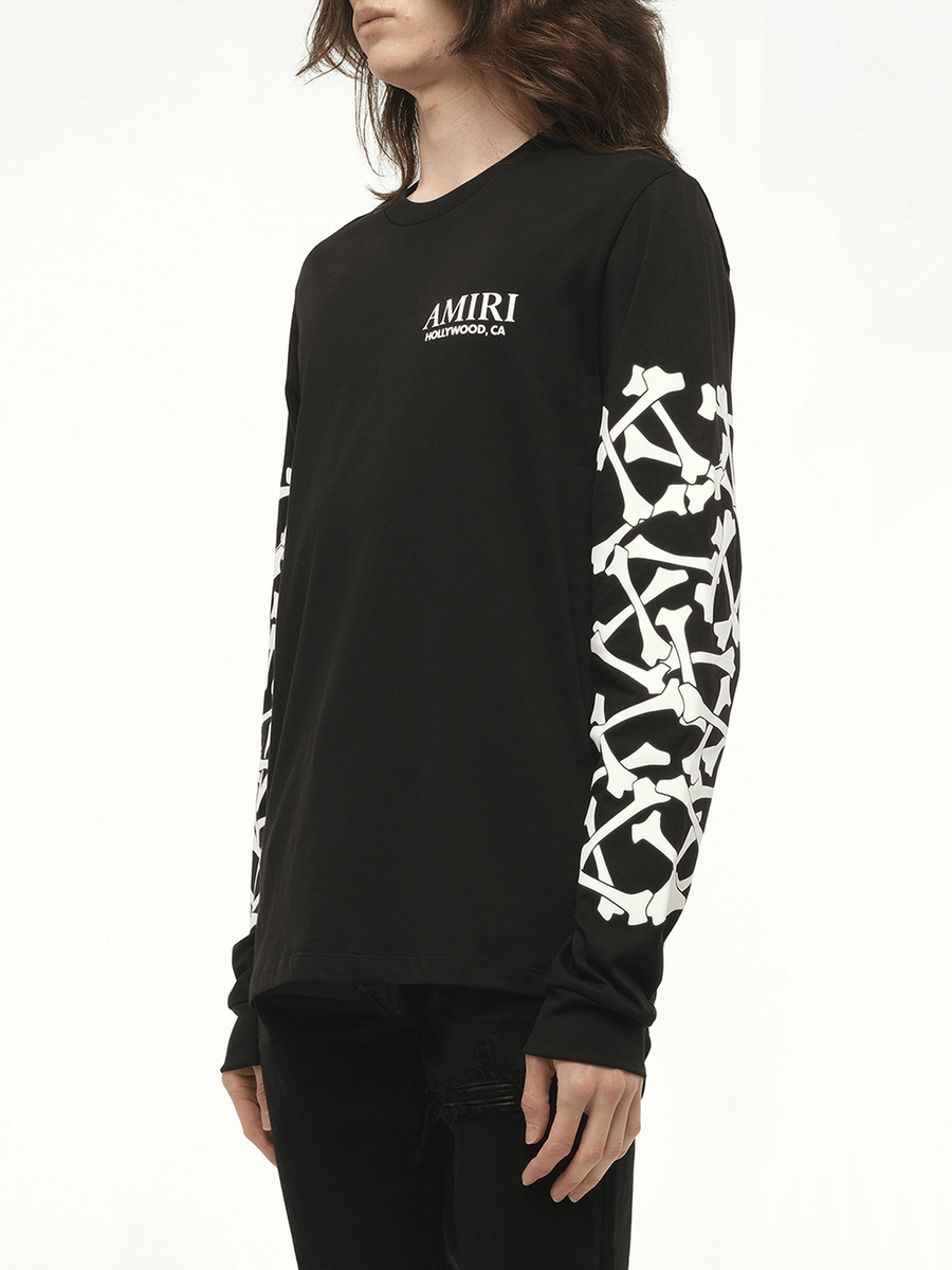 Bones Stacked L/S T-Shirt in Black