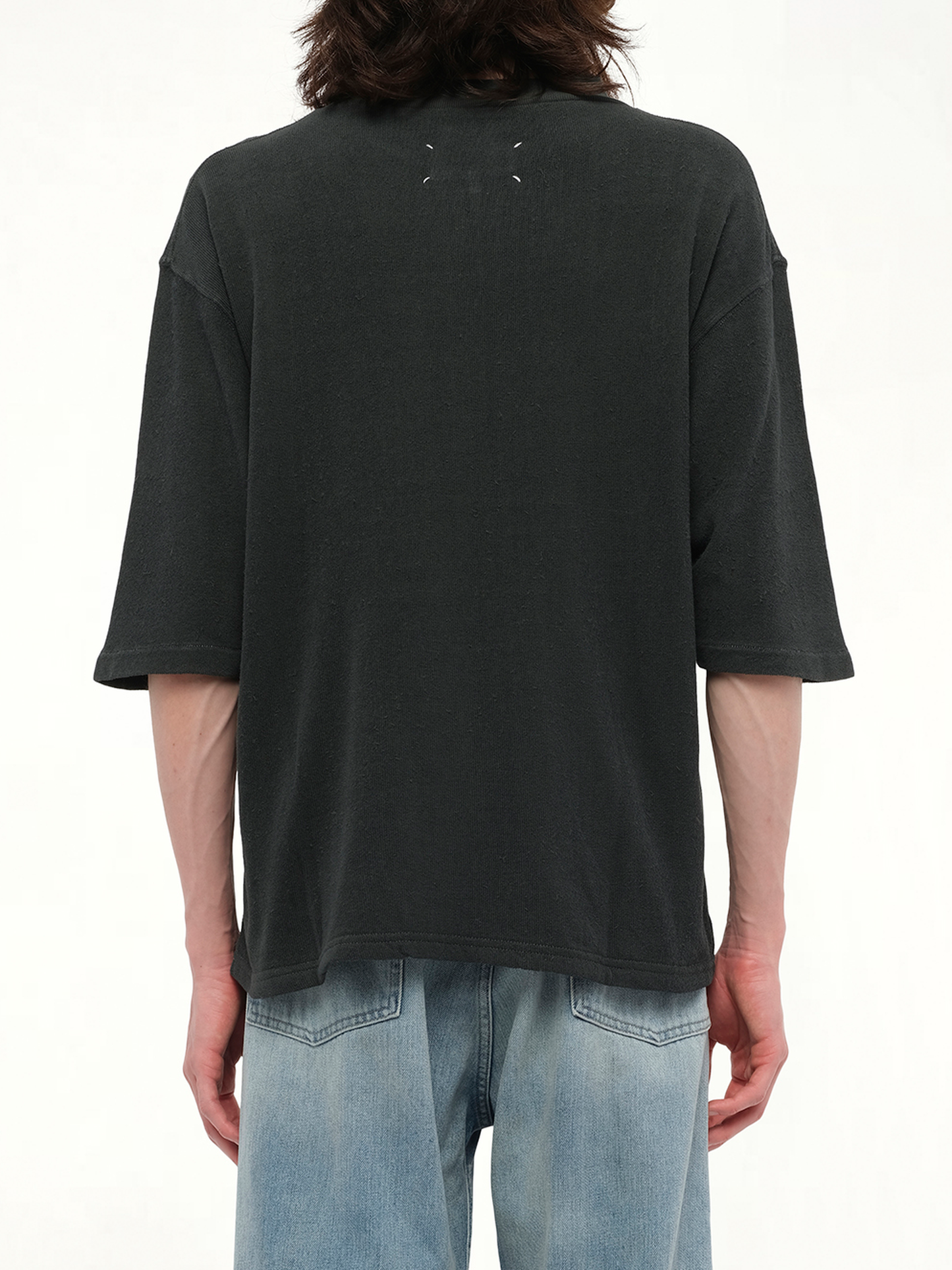 Reverse Terry T-Shirt in Washed Black