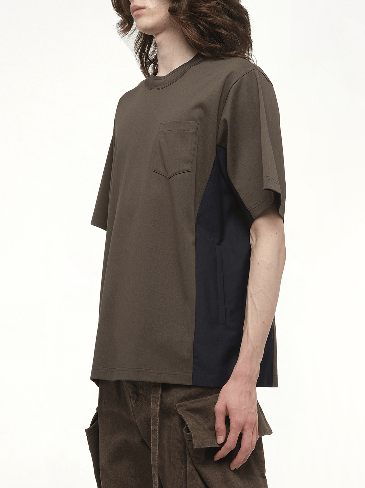 Suiting x Cotton Jersey T-Shirt in Khaki/Navy