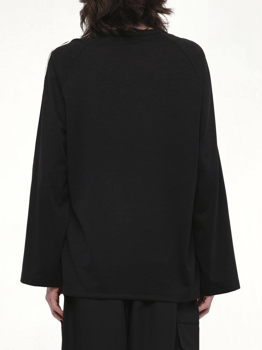 Wire Stripe Long Sleeve T-Shirt in Black