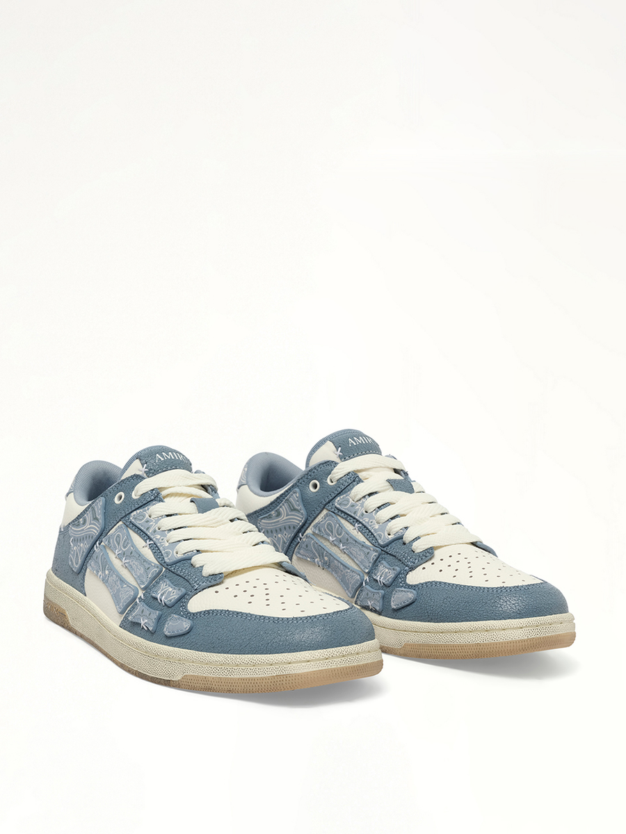 Bandana Skeleton Top Low Sneaker in Ashley Blue Front View | AMIRI
