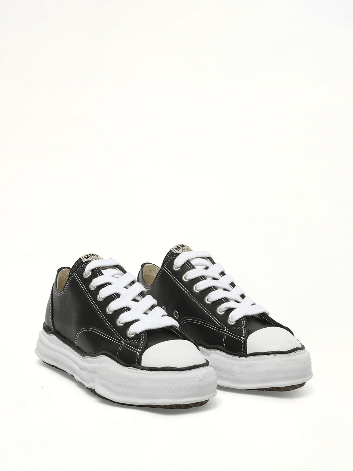 Peterson OG Leather Low Sneaker in Black/White Front View | MAISON MIHARA YASUHIRO