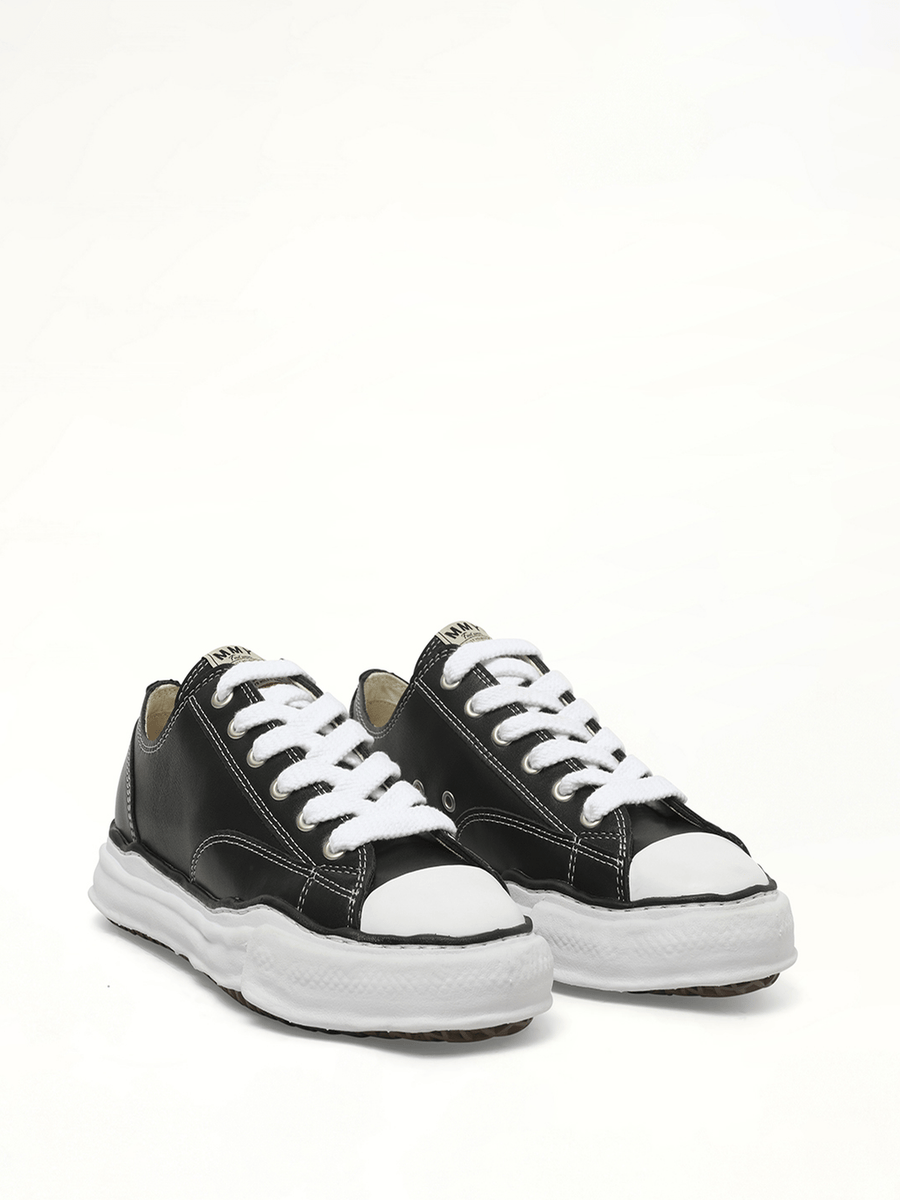 Peterson OG Leather Low Sneaker in Black/White Front View | MAISON MIHARA YASUHIRO
