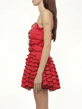 Off Shld Str Mini Dress in Red/Blk