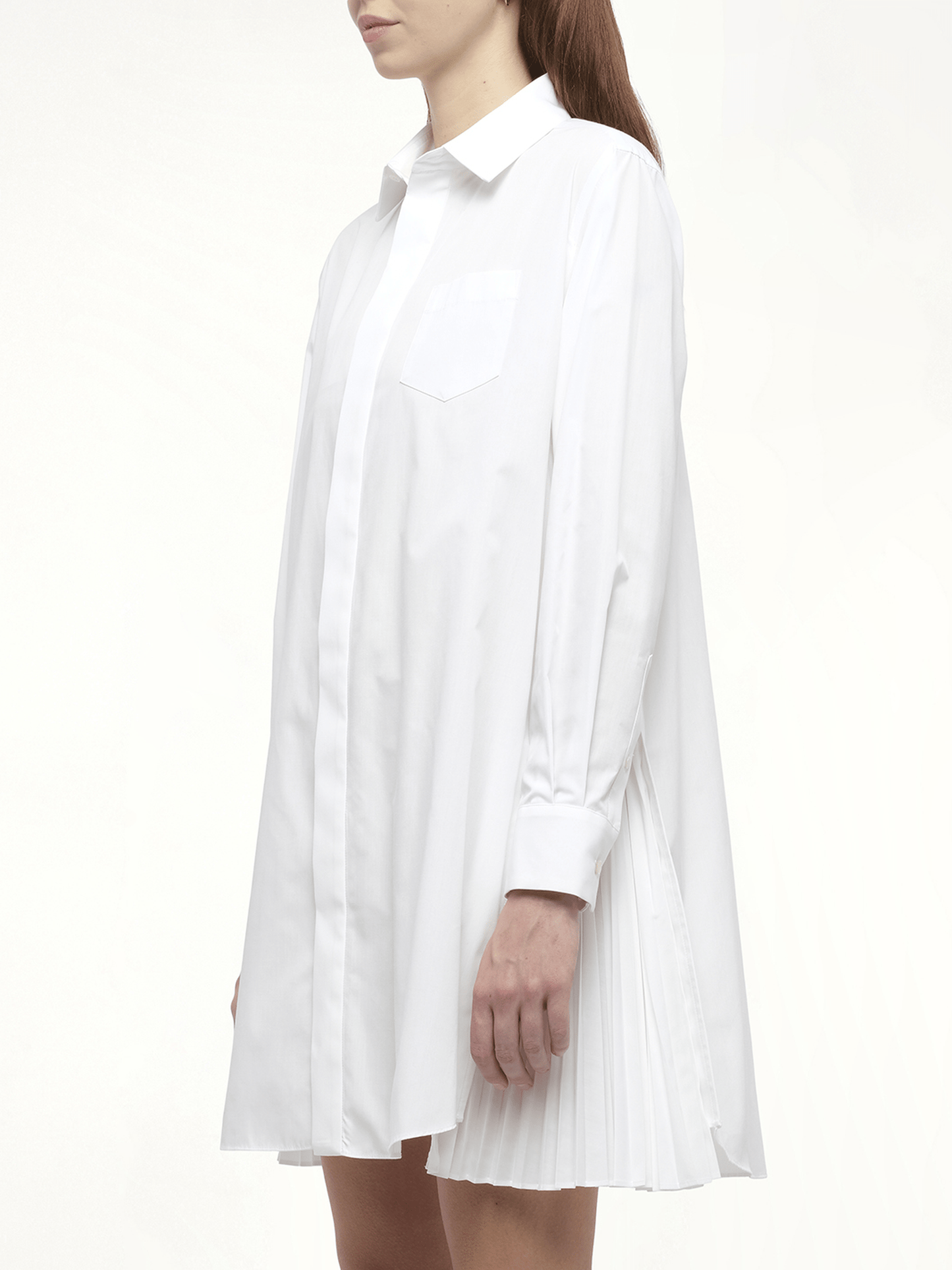 Side Zip Poplin Dress in Off White