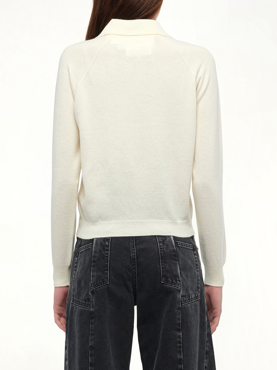 Wool Polo Shirt in Off White