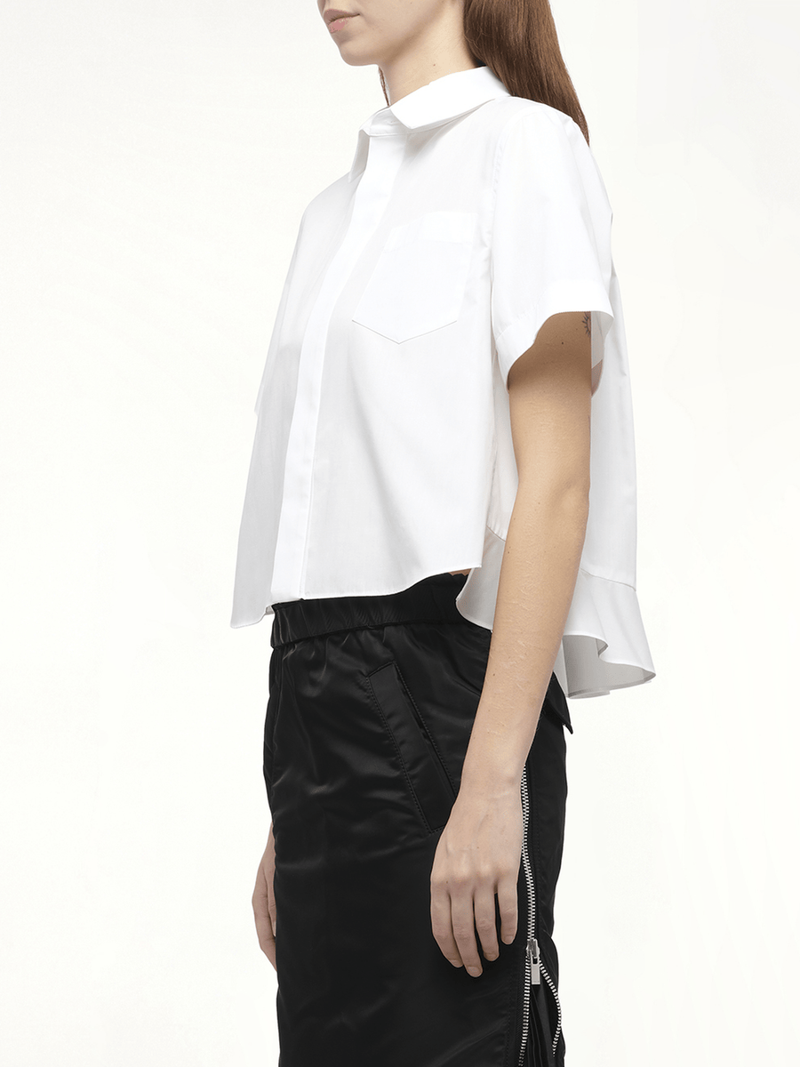 Frill Poplin Shirt in Off White