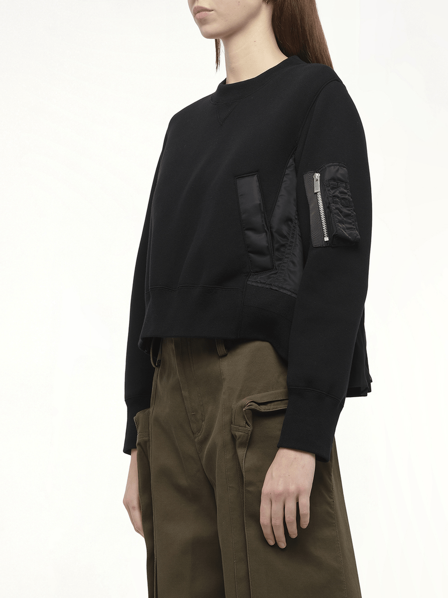 Sponge Sweat x Nylon Twill Pullover in Black/Black