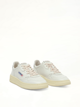 Medalist Low Sneakers in White/Silver Front View | AUTRY