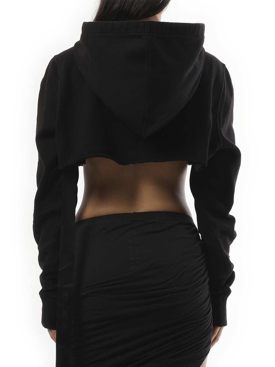 Rick Owens Drkshdw Hollywood Cropped Hoodie in Black/Milk