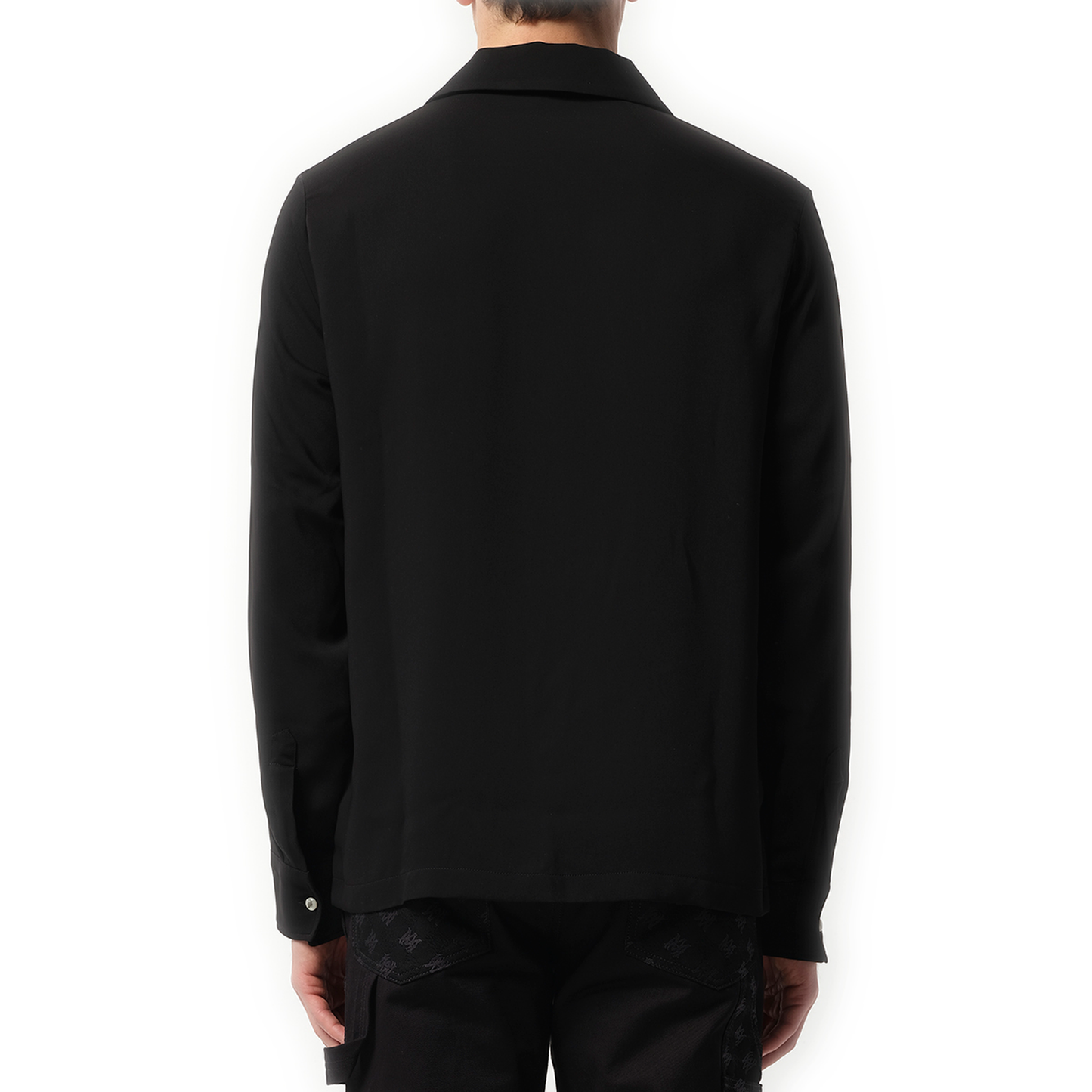 Round Pocket Dress Shirt in Black