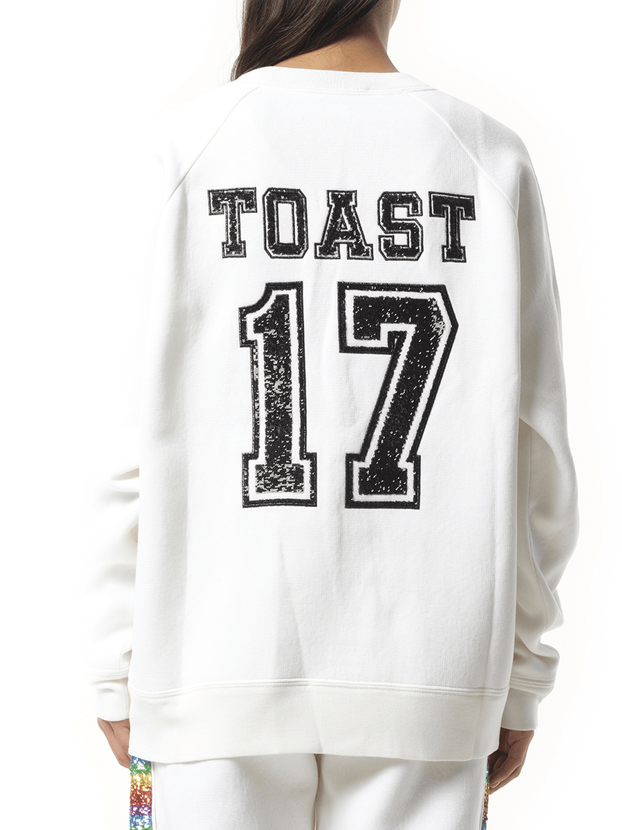 Long Sleeve Crew Sweatshirt in White