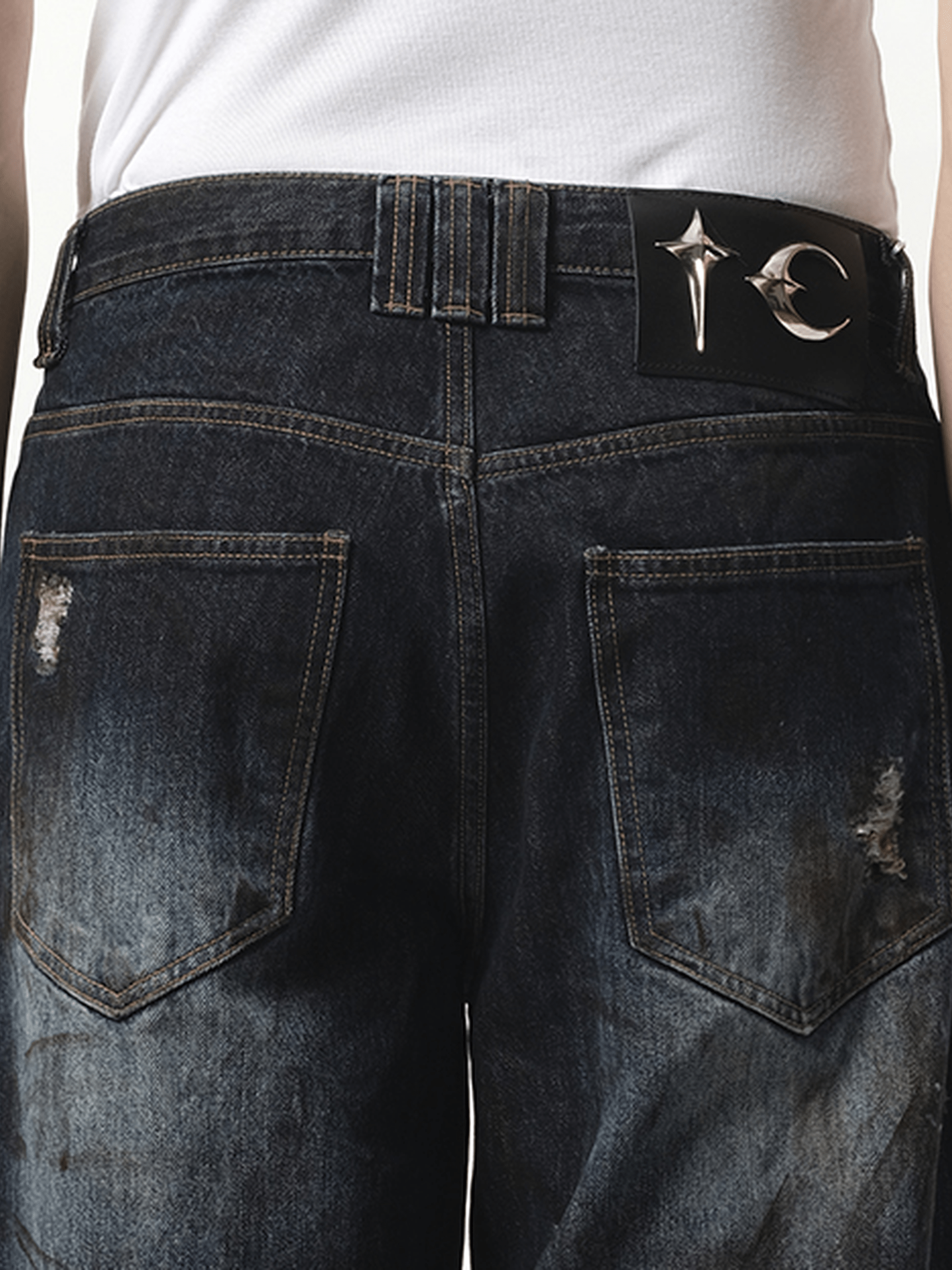 Thug Club Burn Down Denim Pants in Blue
