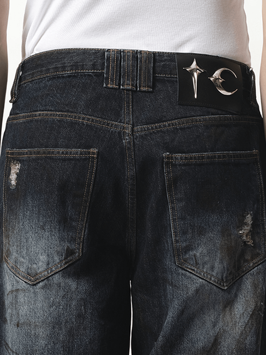 Thug Club Burn Down Denim Pants in Blue
