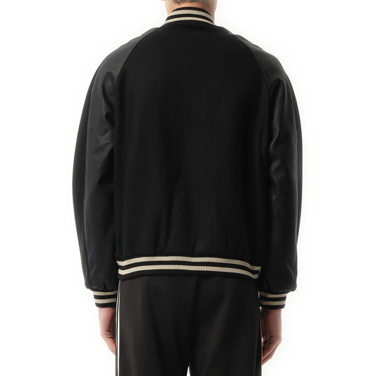 Raglan Varsity Jacket in Black