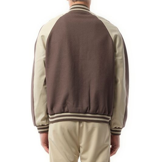 Raglan Varsity Jacket in Stone
