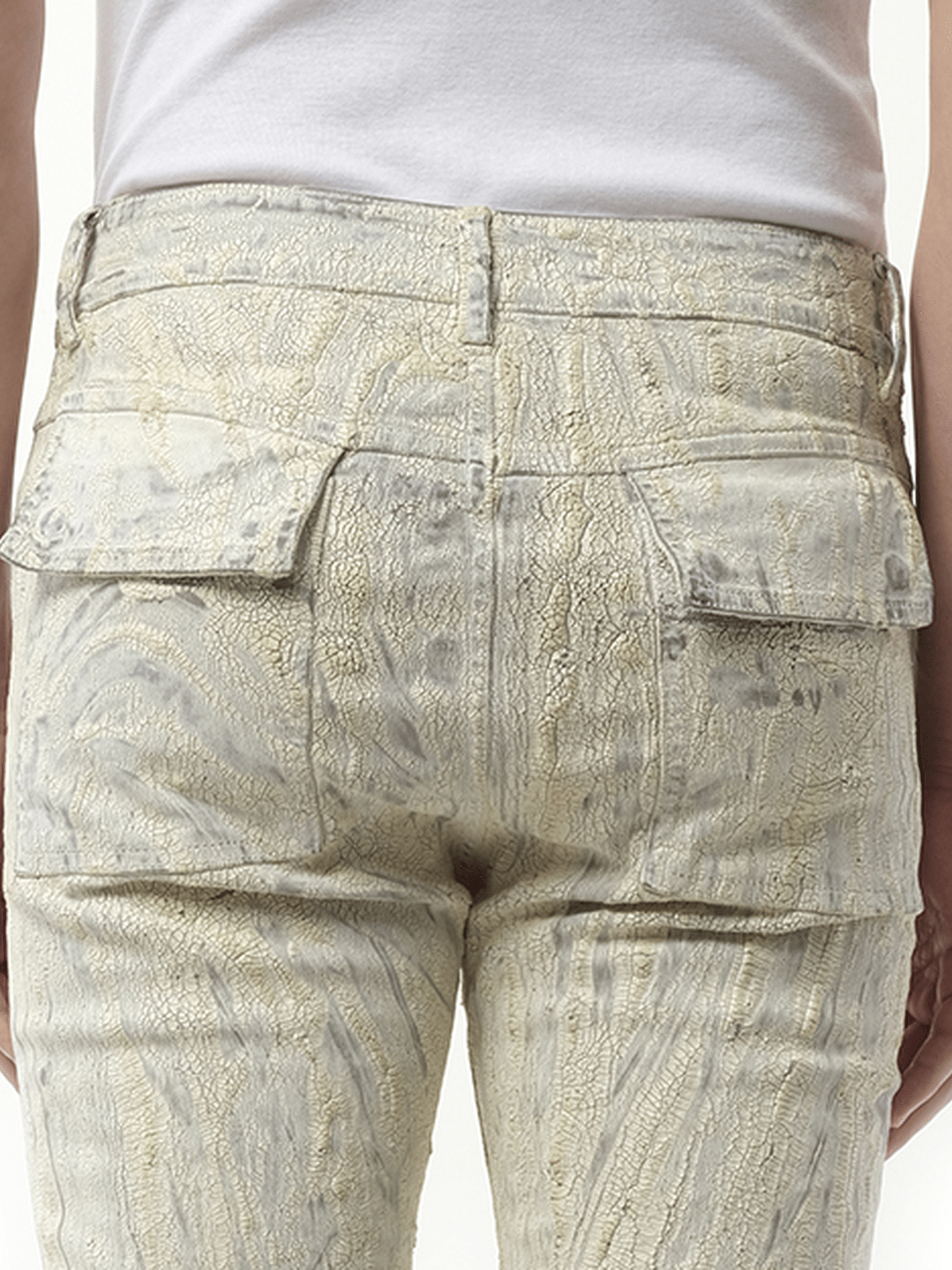Rick Owens Headon Utility Denim Pants in Milk