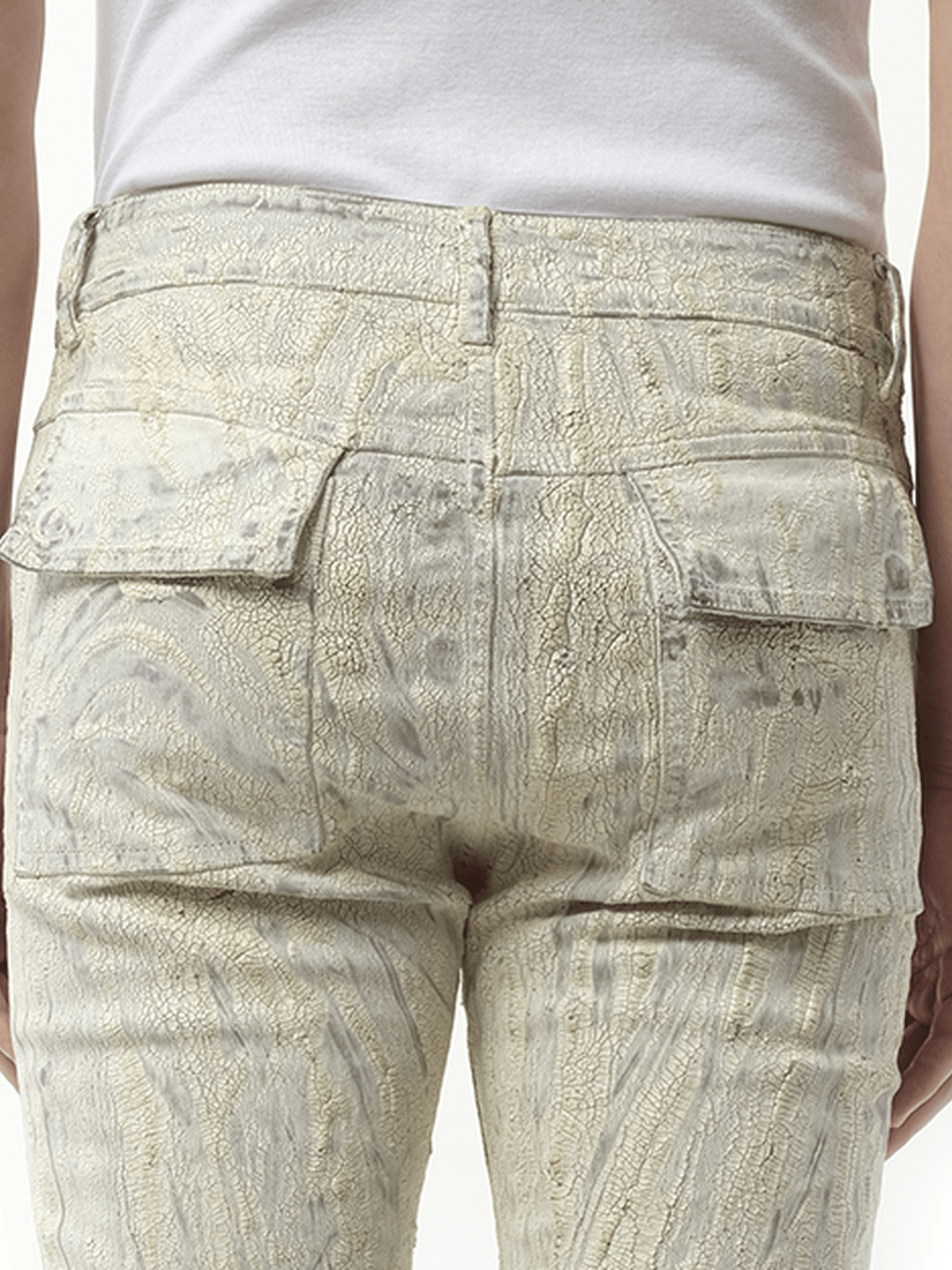 Rick Owens Headon Utility Denim Pants in Milk