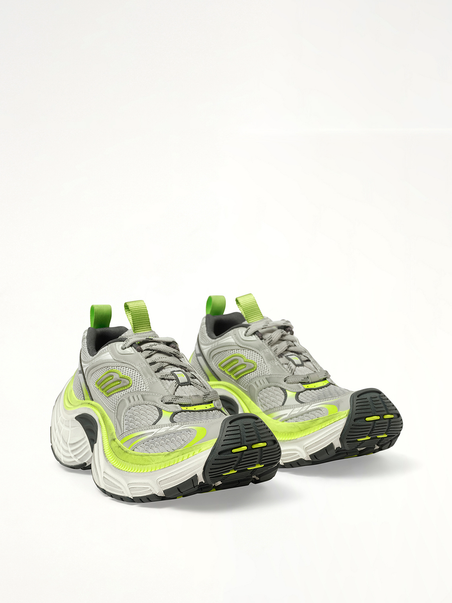 6XL Sneaker in Grey/White/Green/Fluo Yellow Front View | BALENCIAGA