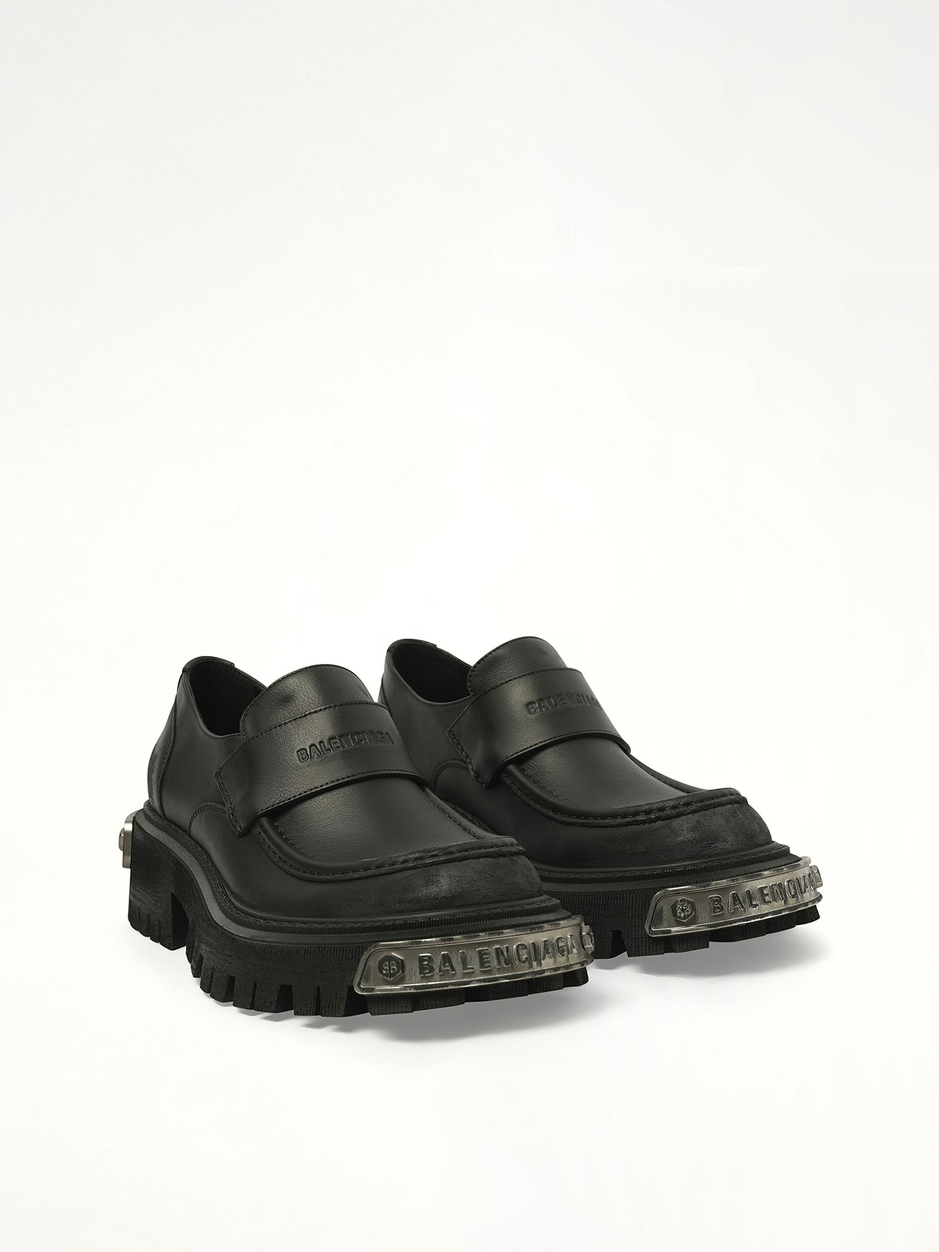 Tractor Loafer L20 in Black/Silver Front View | BALENCIAGA